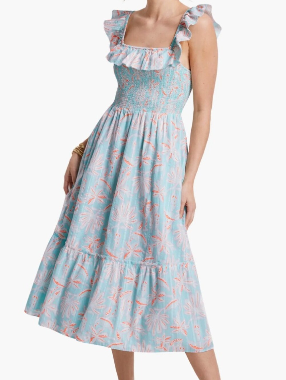 Vineyard Vines Light Blue and Coral Smocked Sundress Size XXL New